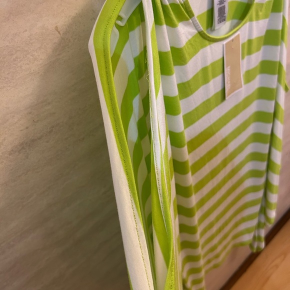 NWT Michael Kors lime green and white striped tunic top. - Picture 7 of 8